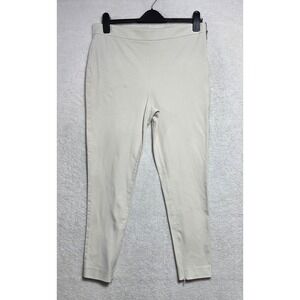 Ann Taylor Cream Ankle Pants Women's 10 Side Zip Tapered Leg Ankle Zippers White